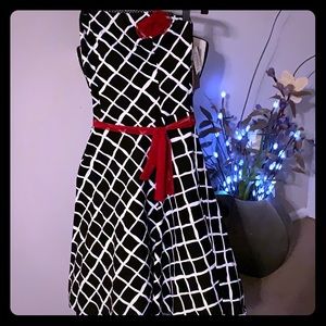 Ruby Rox,, Black, White and Red strapless dress